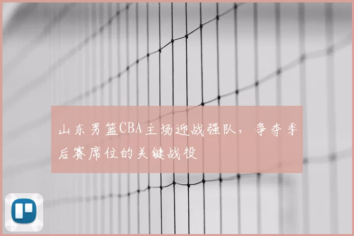 山东男篮CBA主场迎战强队,争夺季后赛席位的关键战役